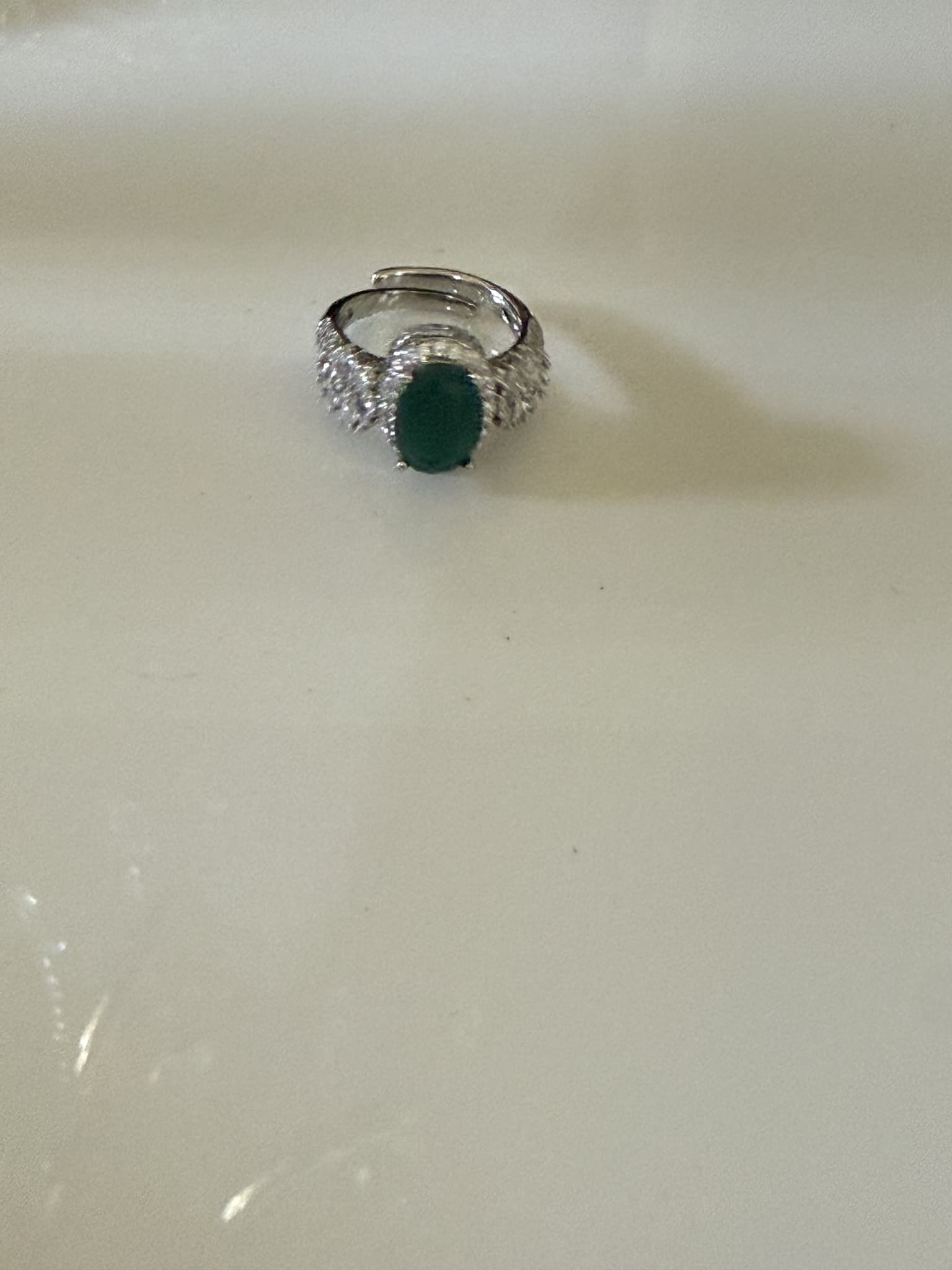 Oval Emerald Diamond Cluster Ring