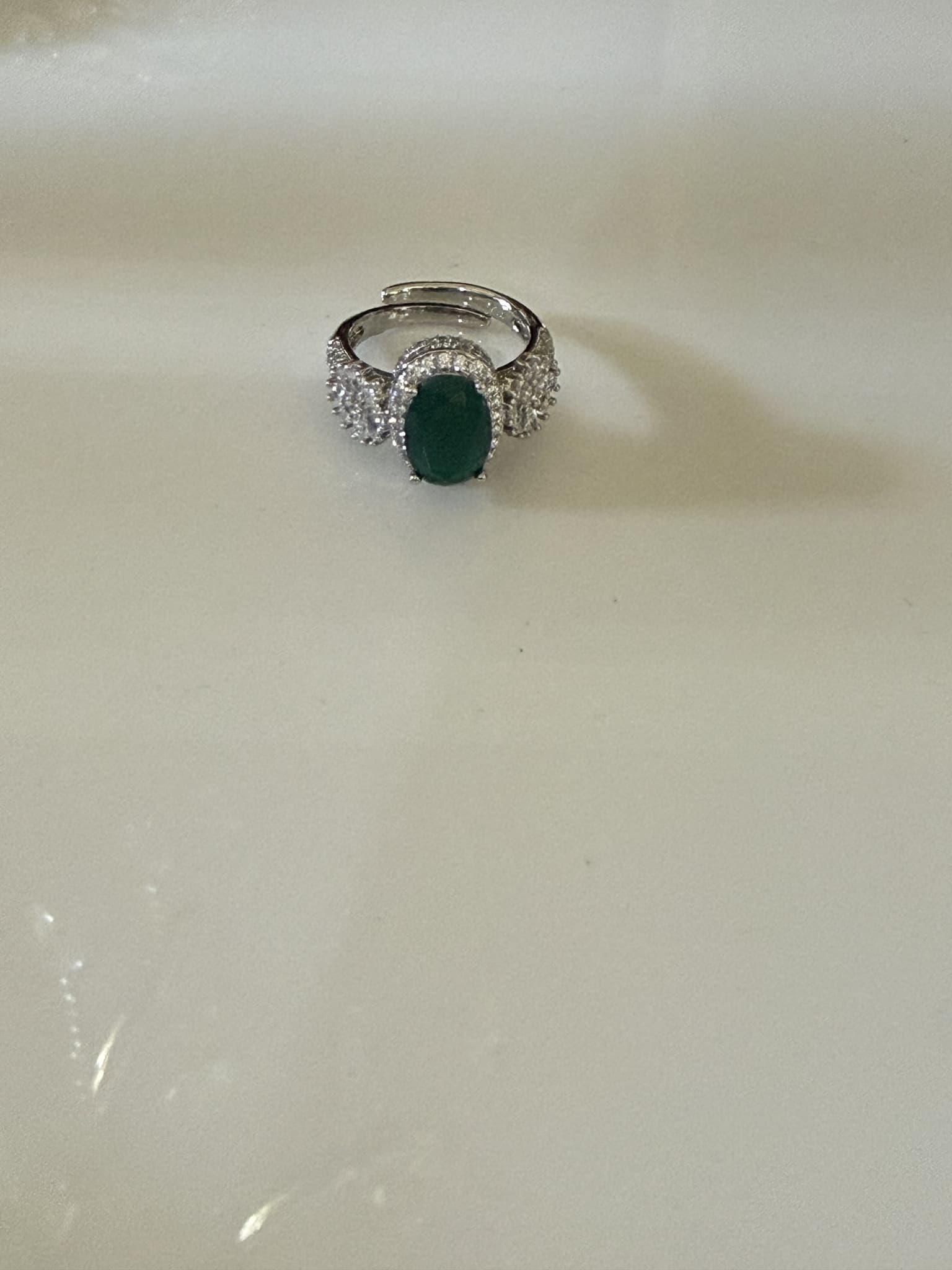 Oval Emerald Diamond Cluster Ring