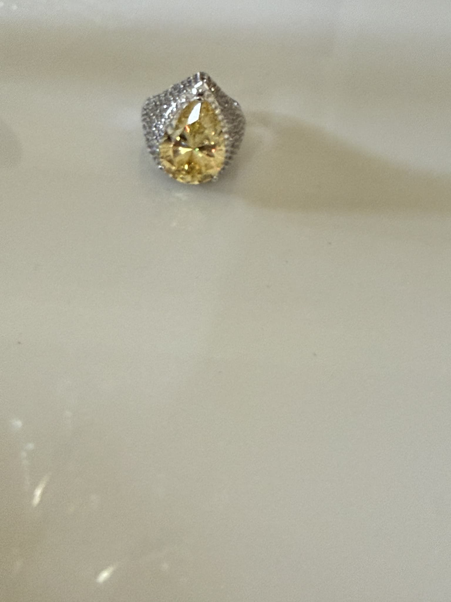 Yellow Pear Cut Diamond Ring