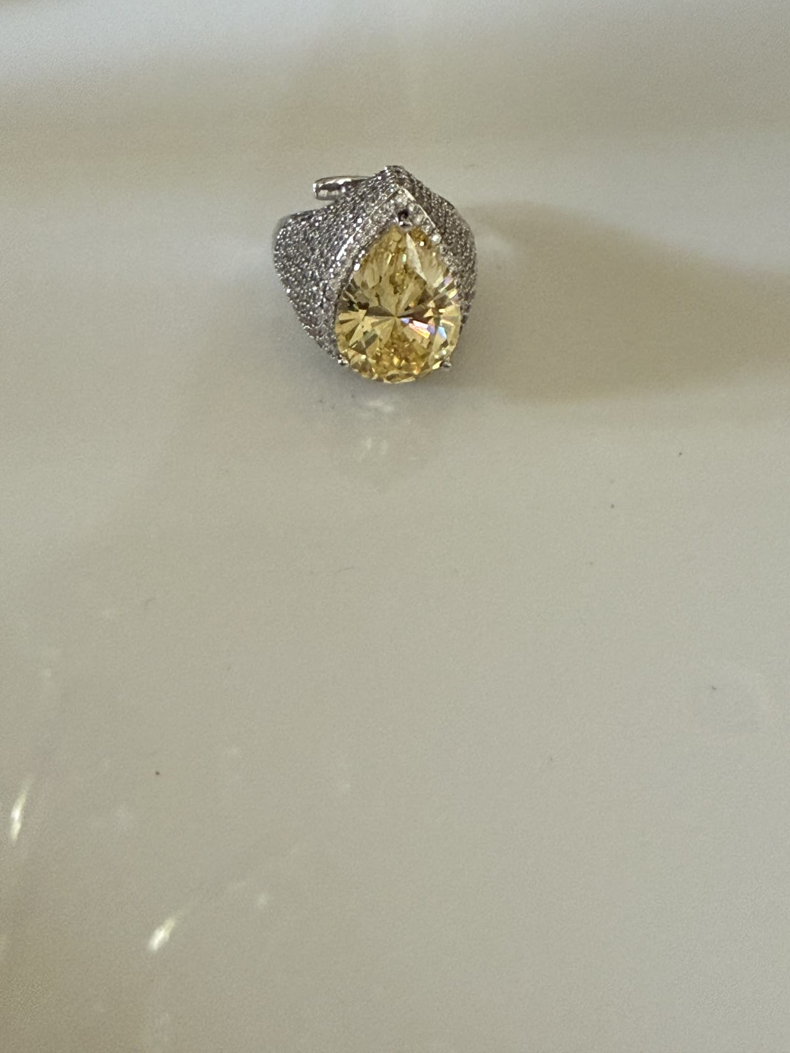 Yellow Pear Diamond Halo Ring