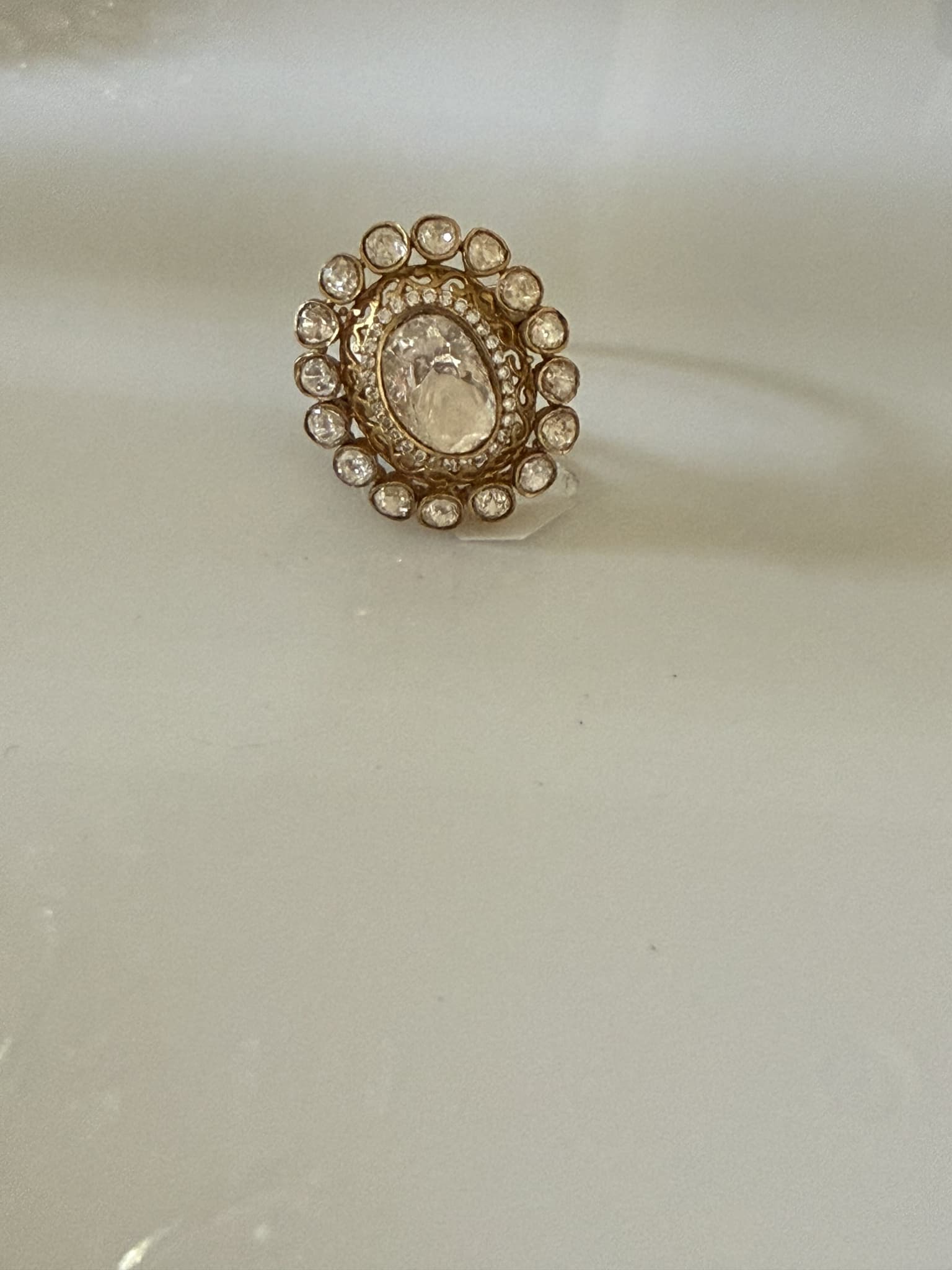 Antique Oval Rose Cut Diamond Ring