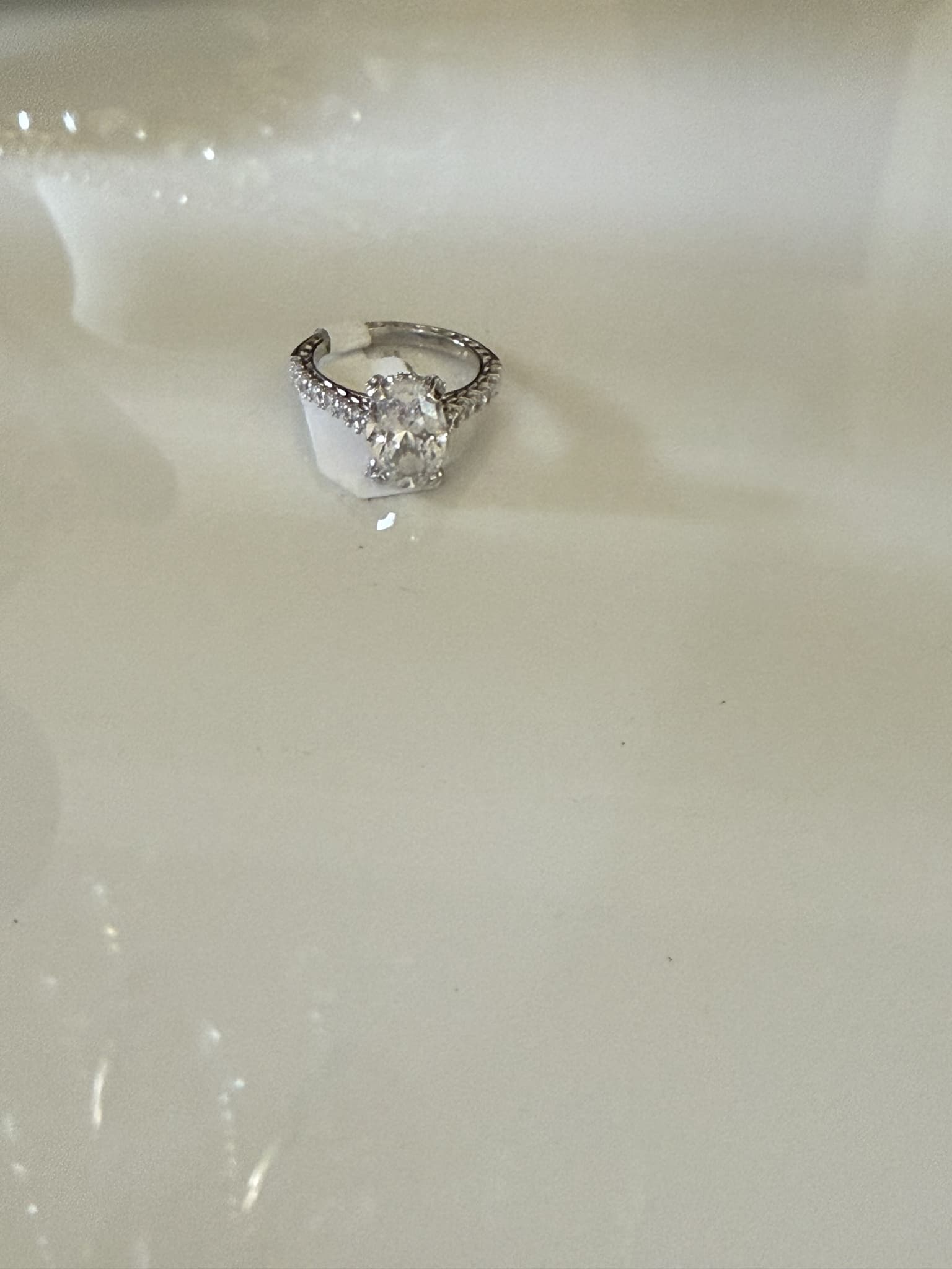 Oval Clear Diamond Cocktail Ring