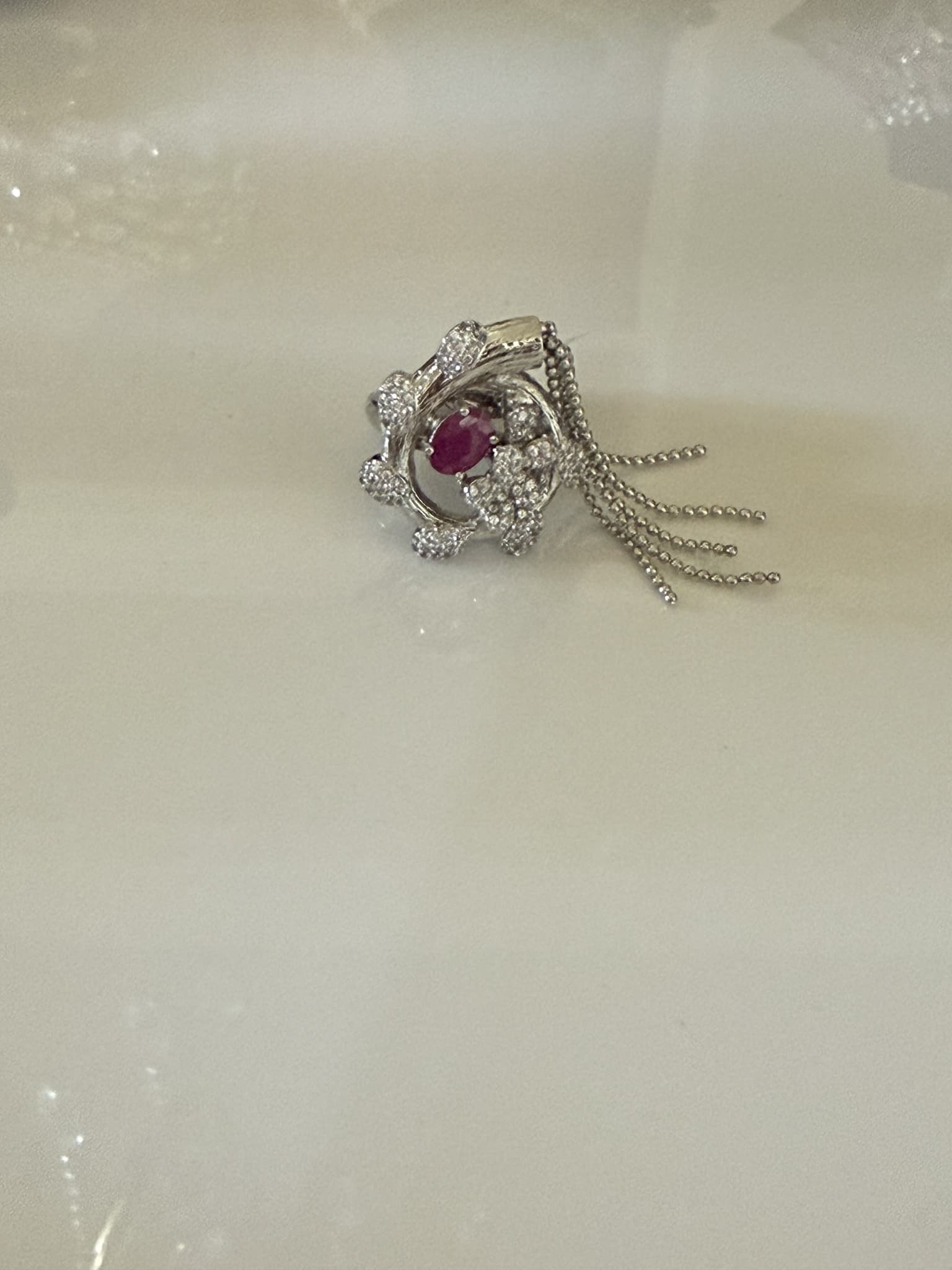Ruby Floral Cascade Ring