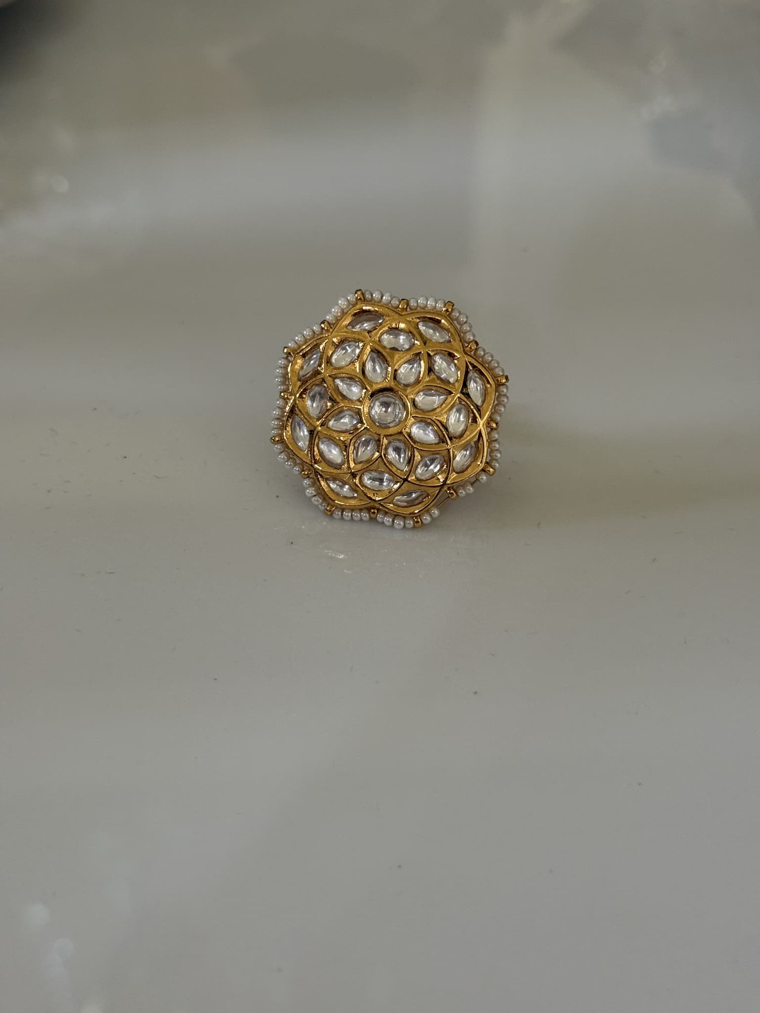 Peacock Motif Kundan Ring