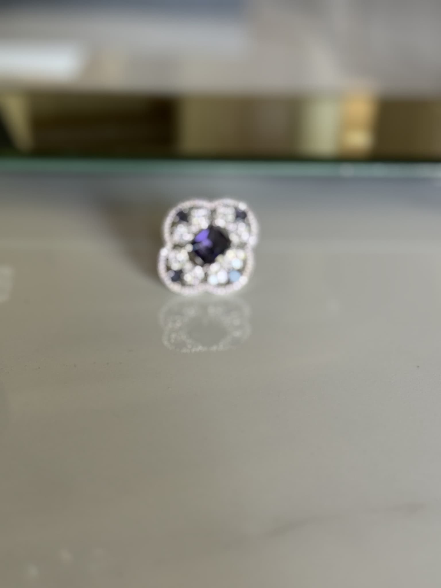 Amethyst Diamond Mosaic Ring