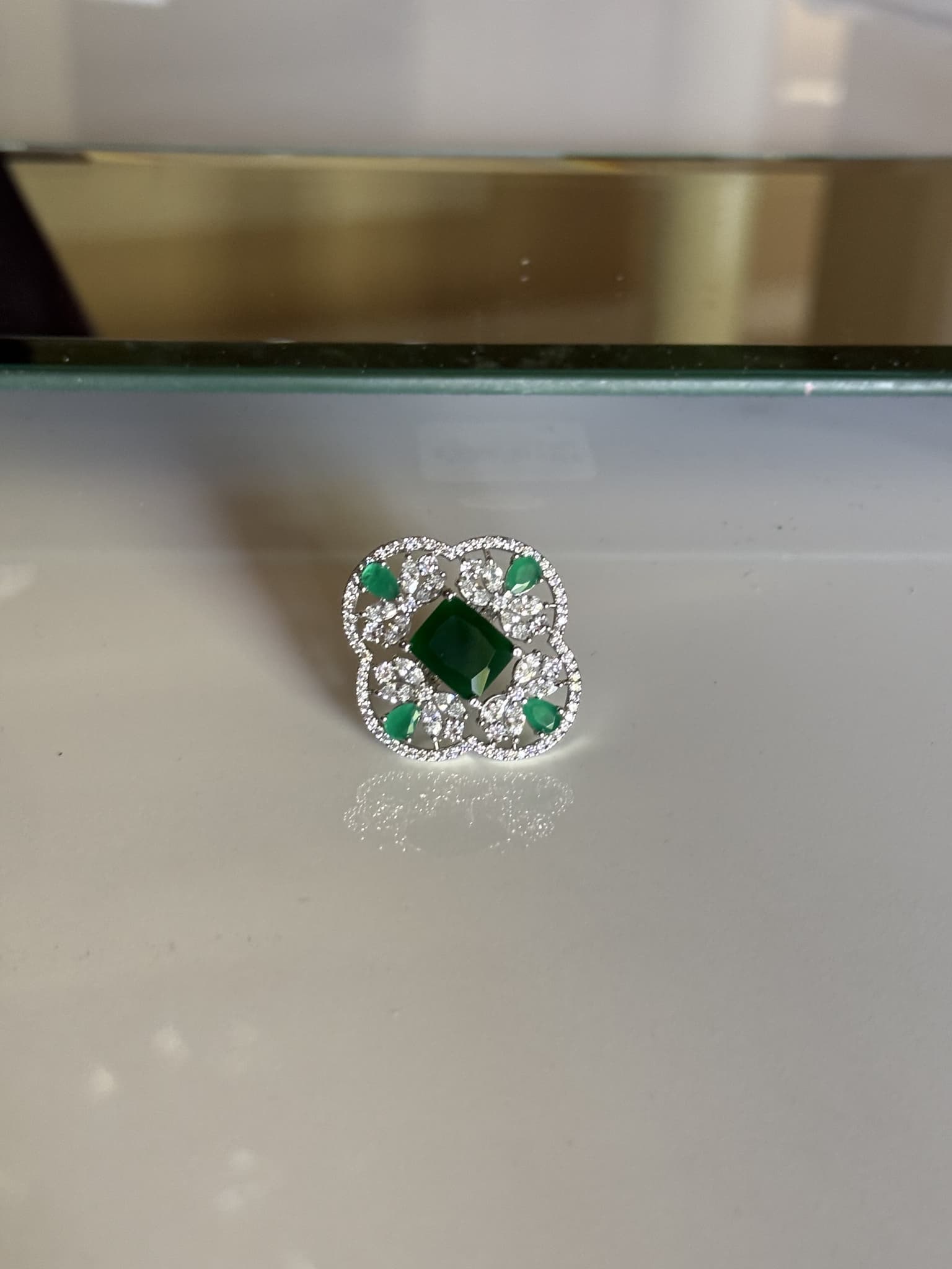 Emerald Mosaic Diamond Ring