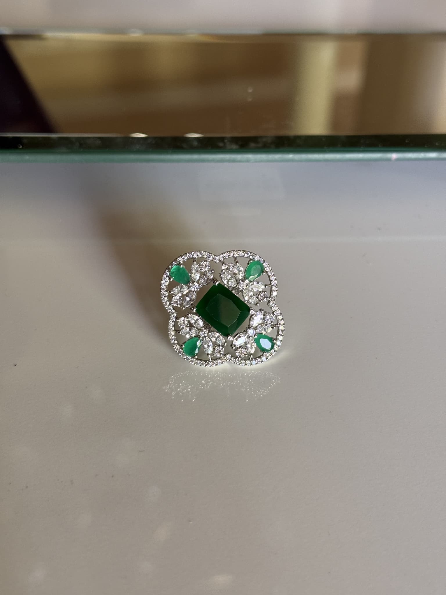 Emerald Mosaic Diamond Ring