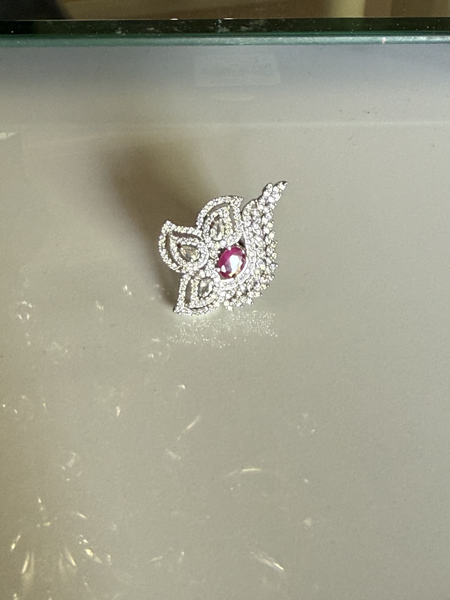 Ruby Paisley Diamond Halo Ring