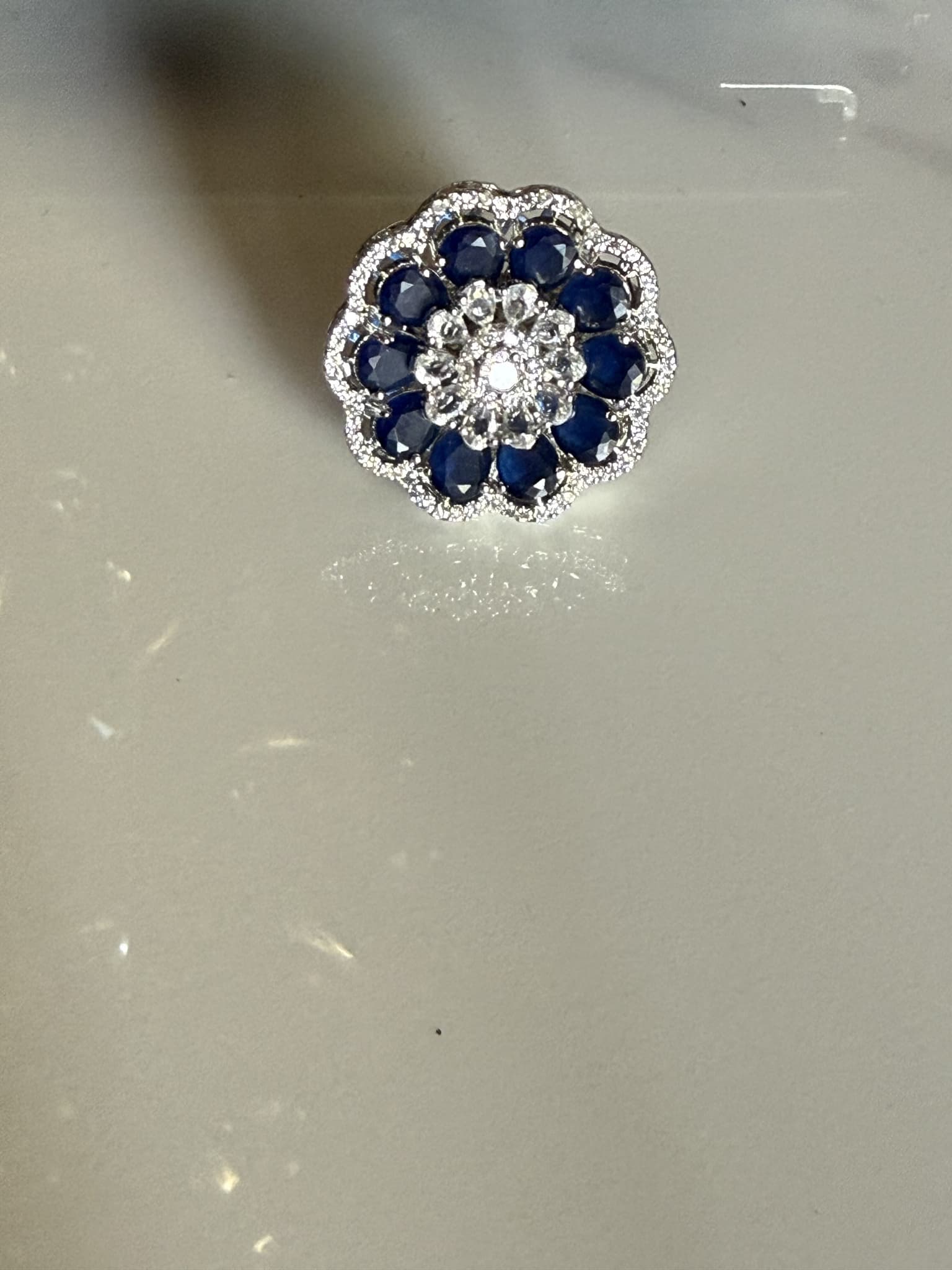 Sapphire Floral Halo Ring