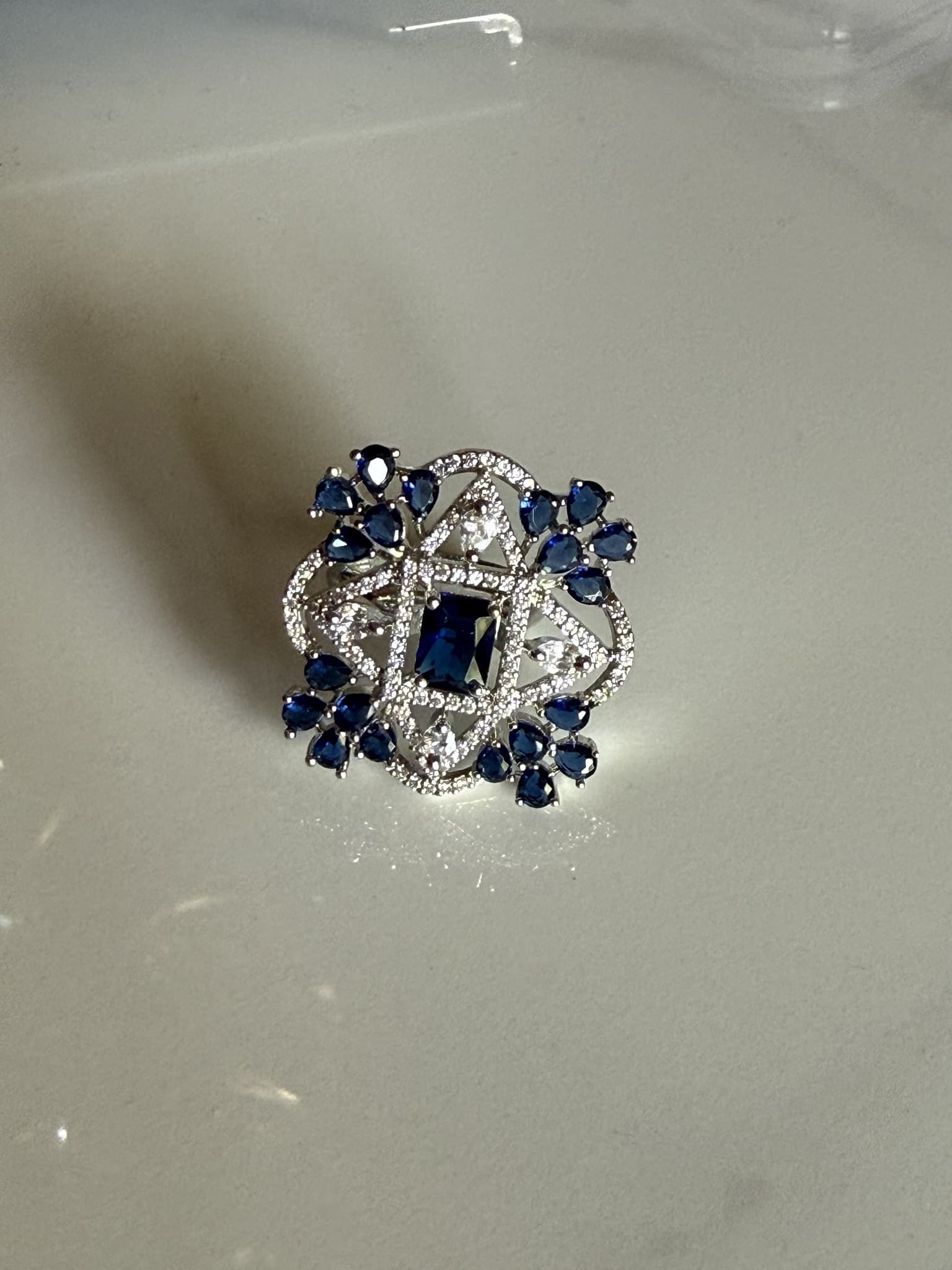 Sapphire Diamond Overlay Ring