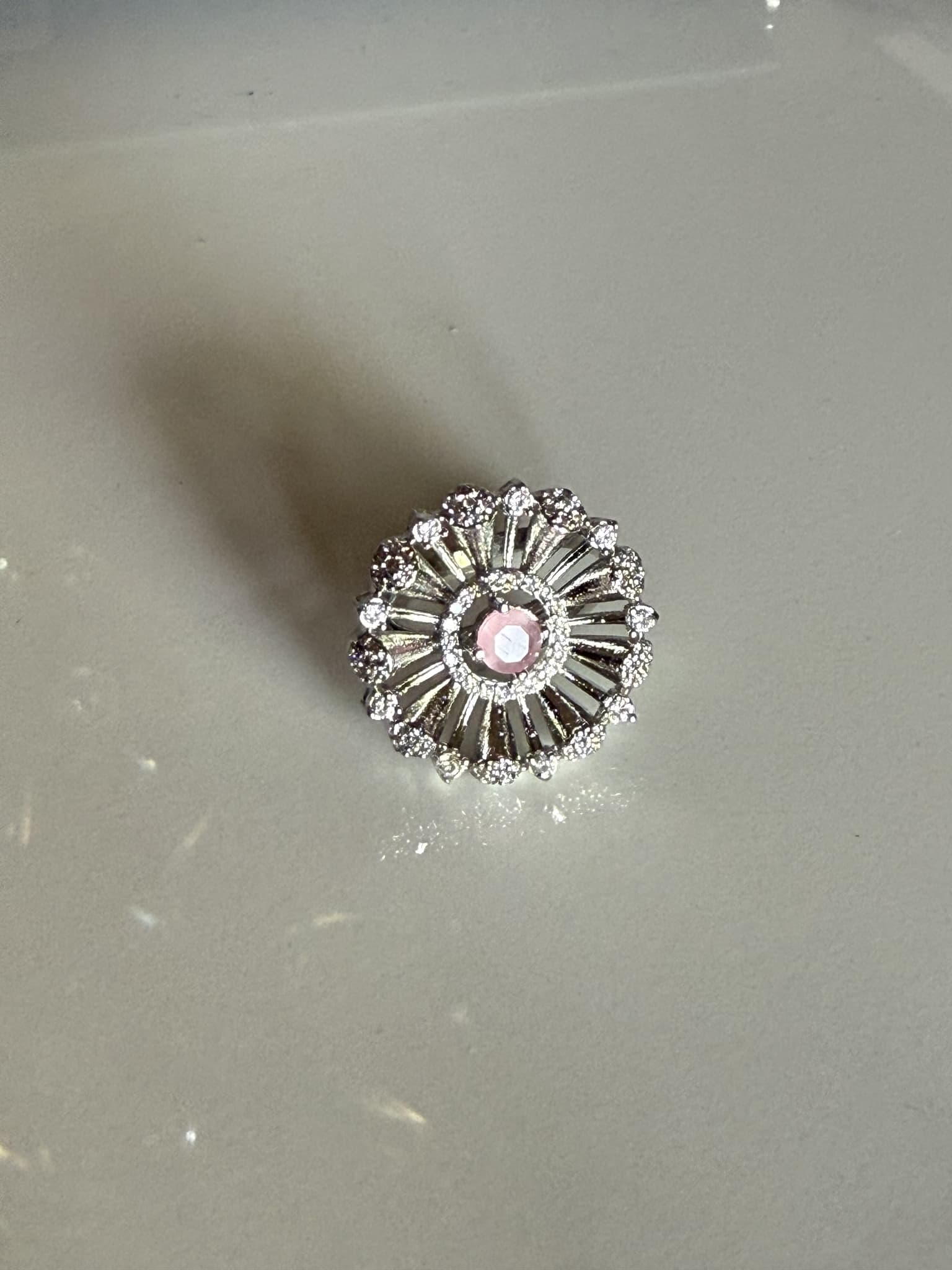 Rose Quartz Sunburst Ring