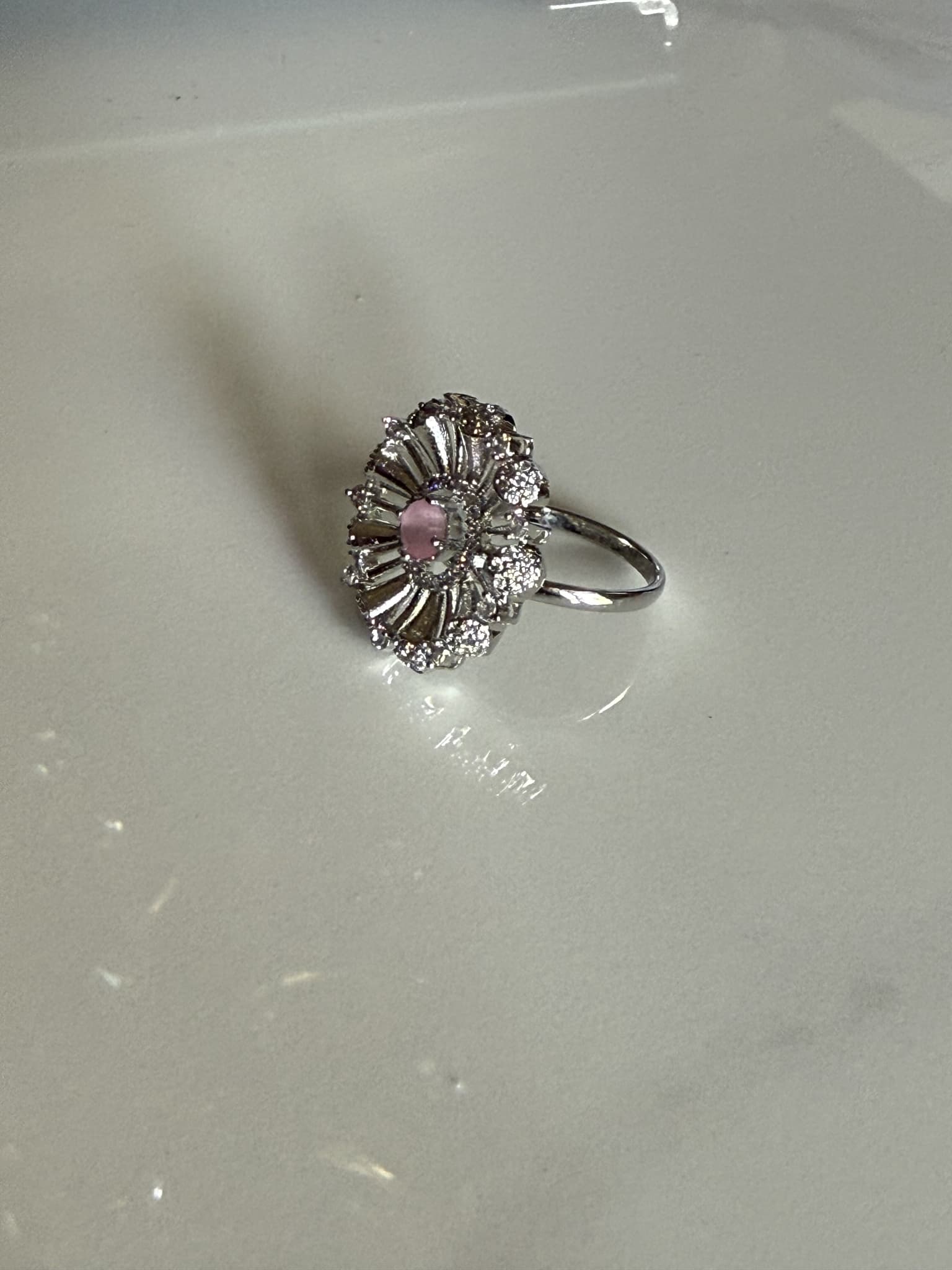 Rose Quartz Sunburst Ring