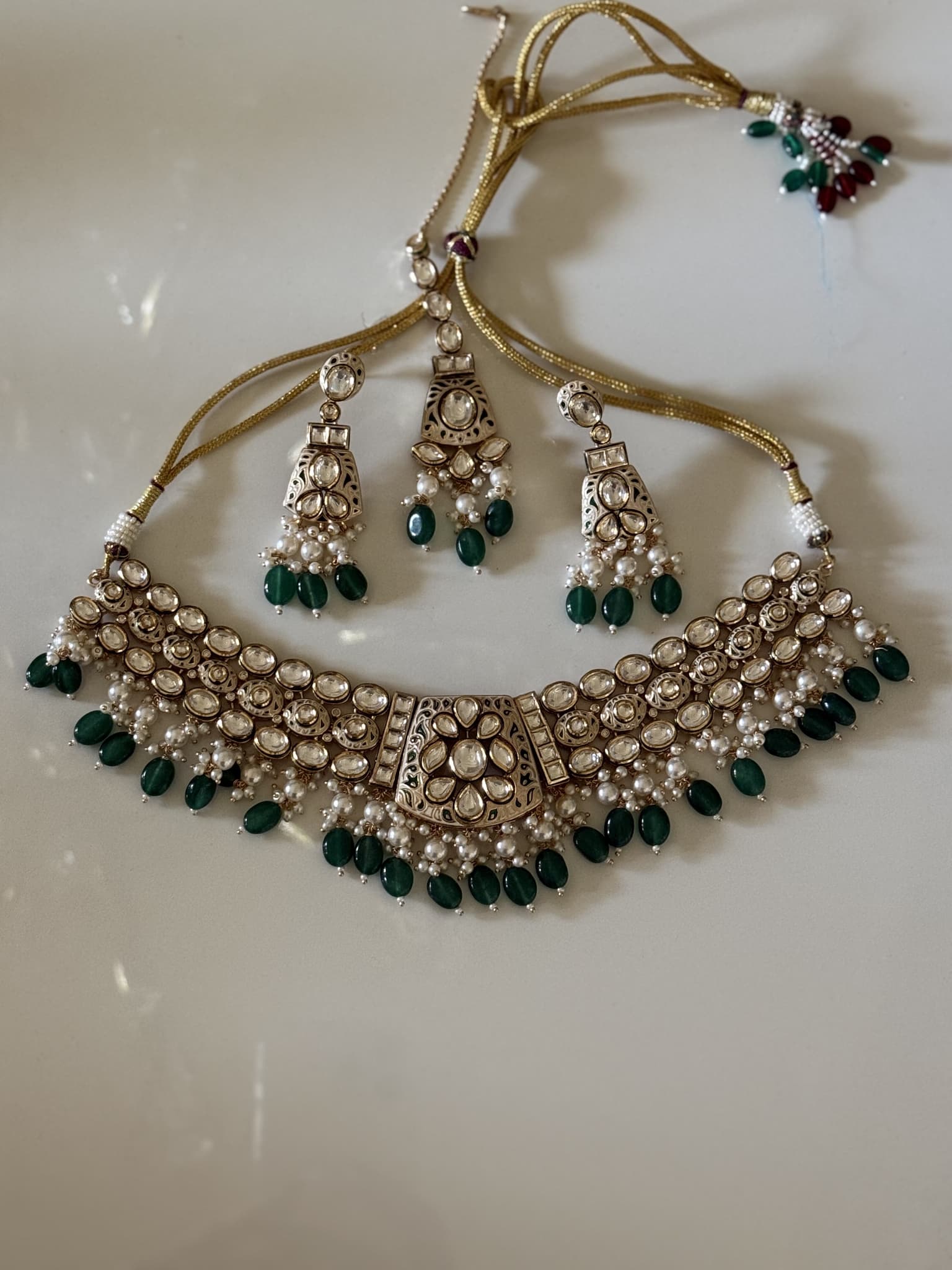 Pearl Green Festive Necklace Set