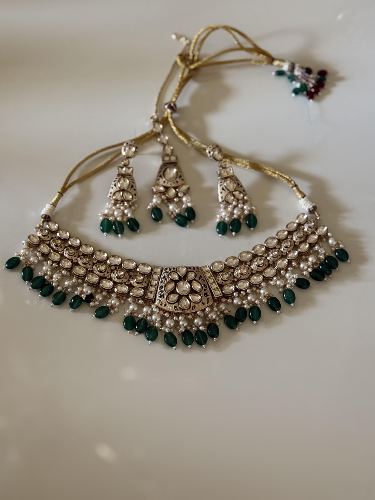 Pearl Green Festive Necklace Set