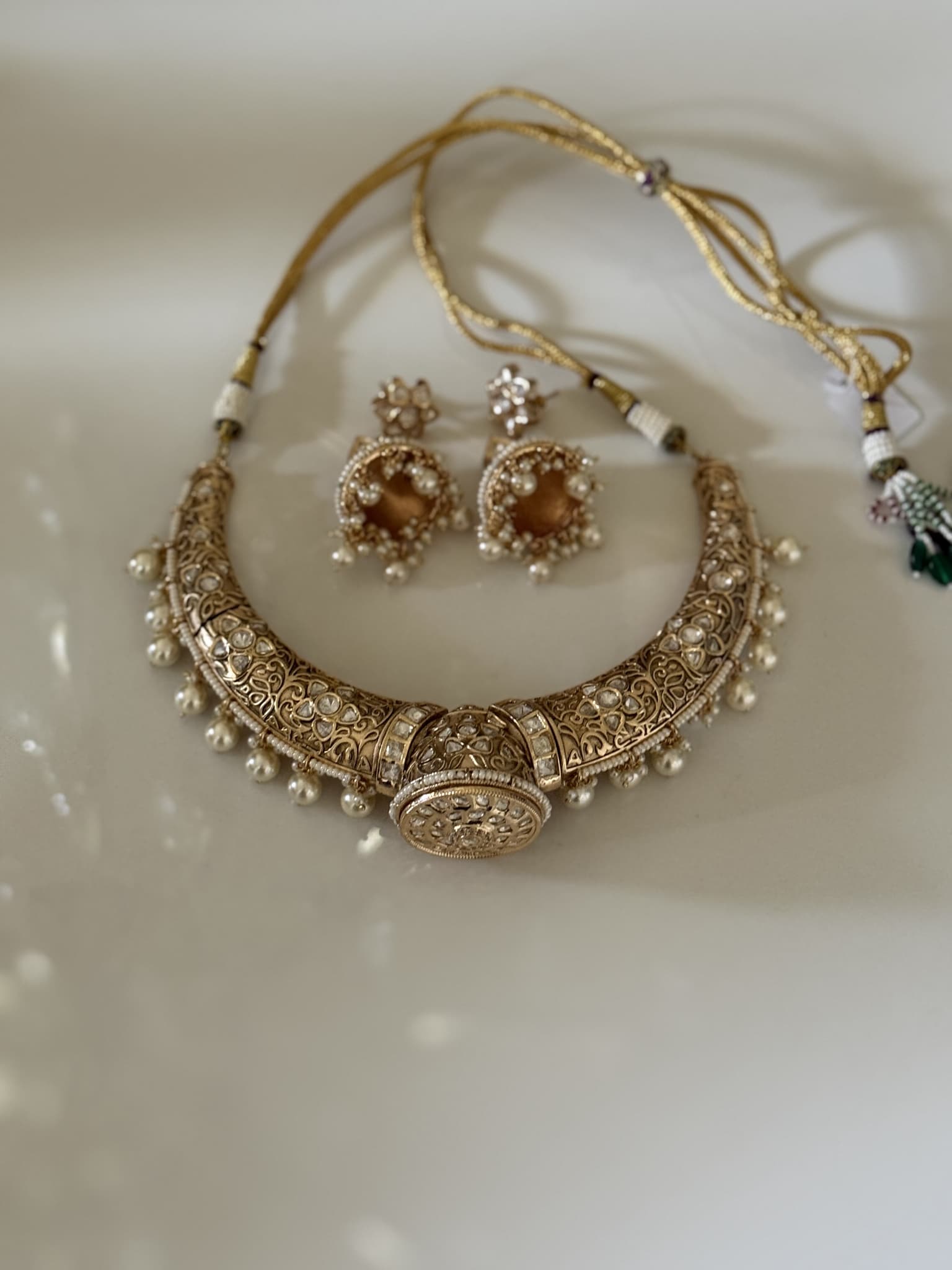 Antique Gold Haslee Set with Pearls