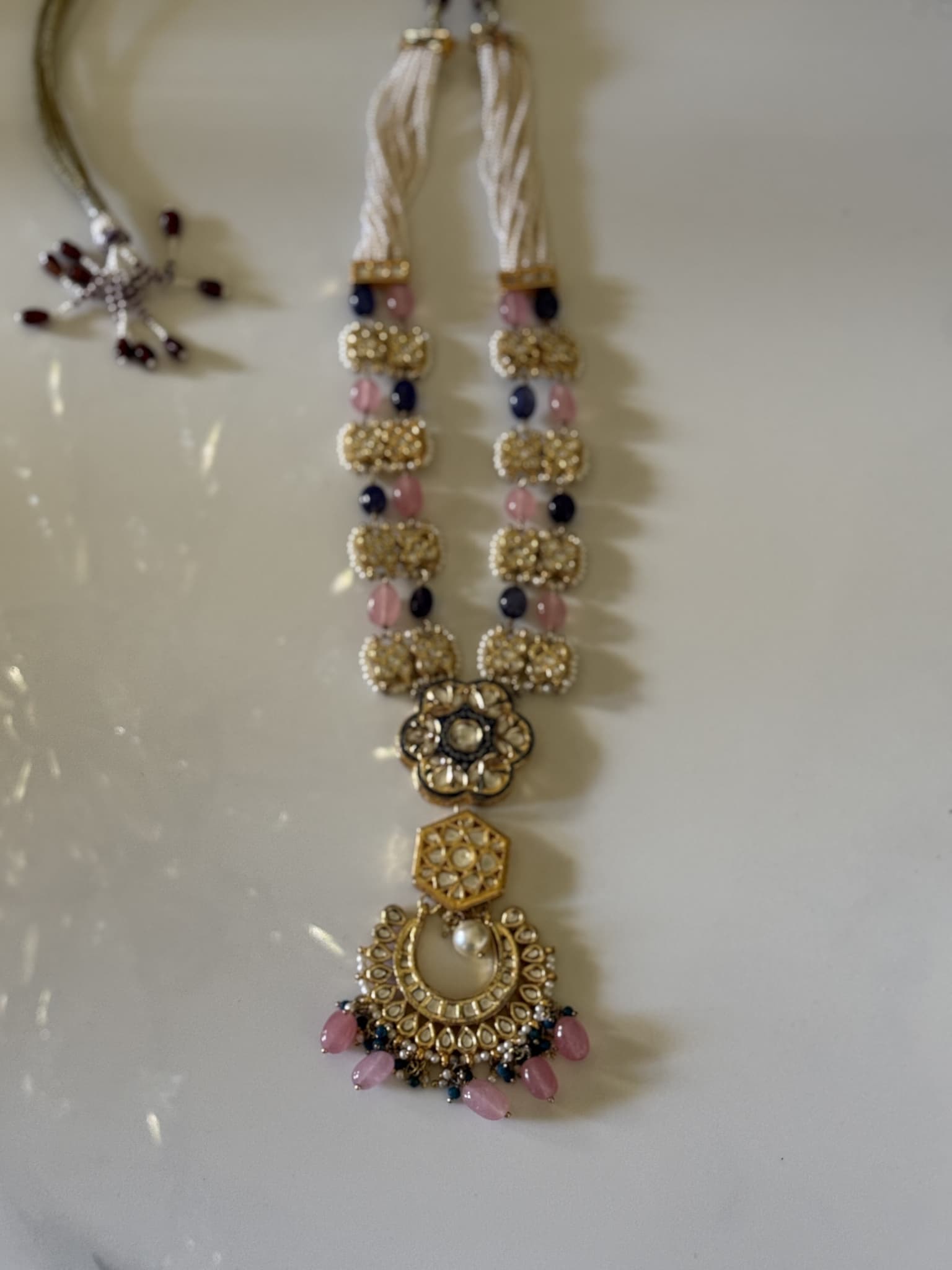Polki Enamel Pearl Necklace Set