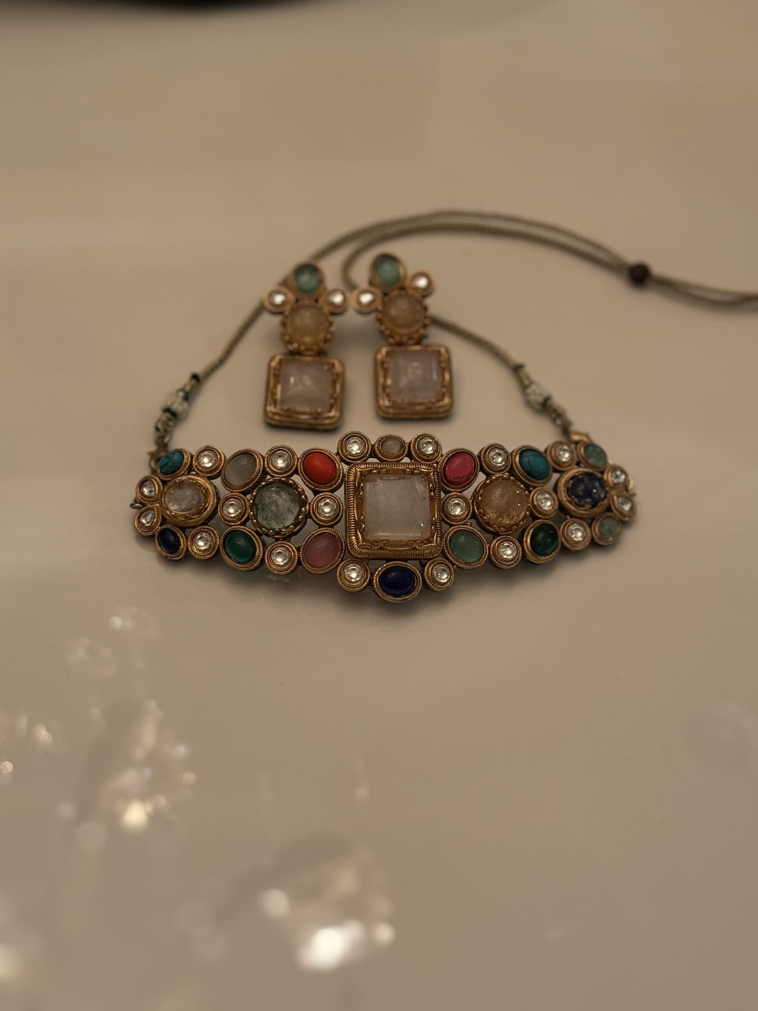 Multistone Polki Necklace Set