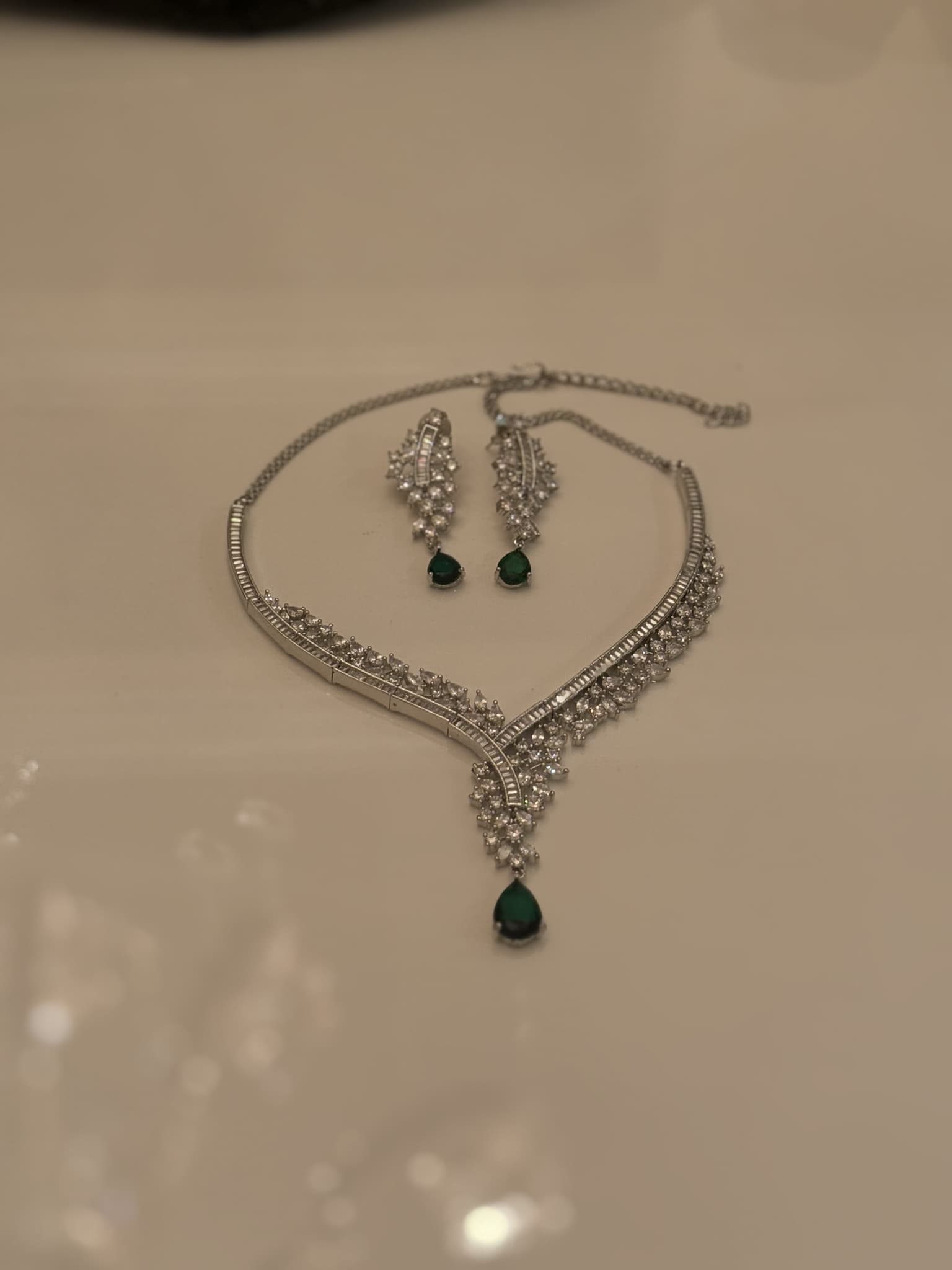 Emerald Drop Necklace Set
