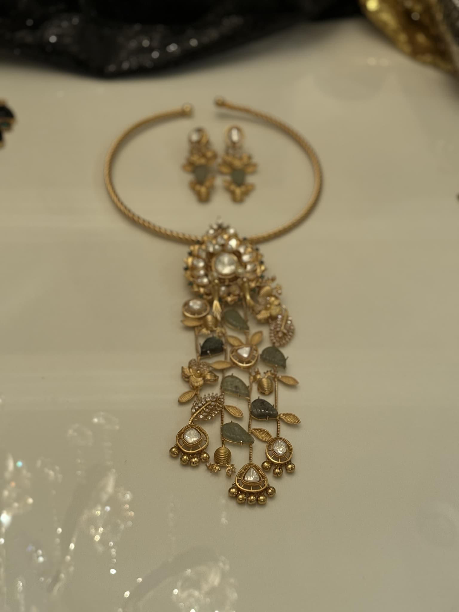 Kundan Leaf Fringe Set