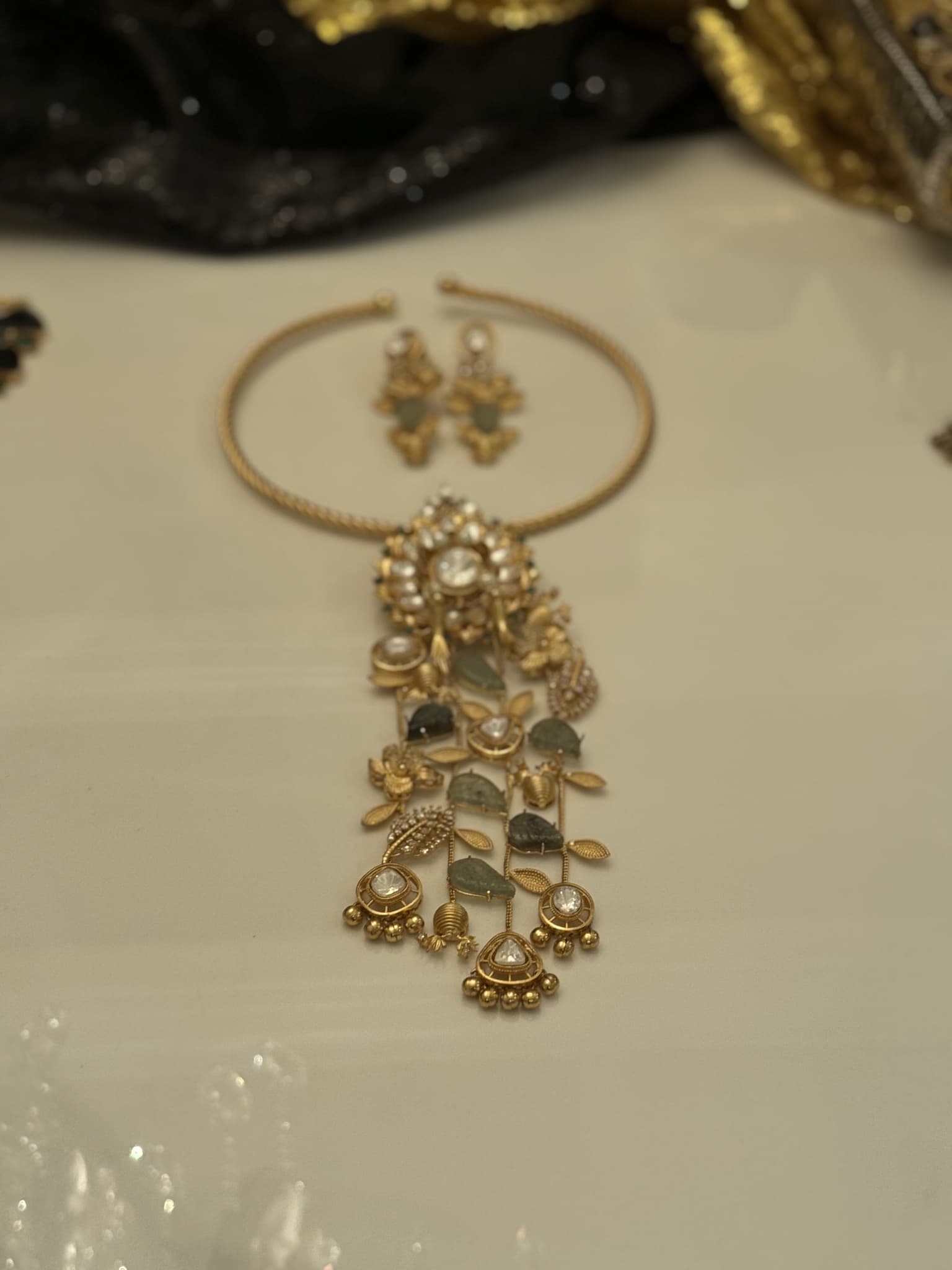 Kundan Leaf Fringe Set