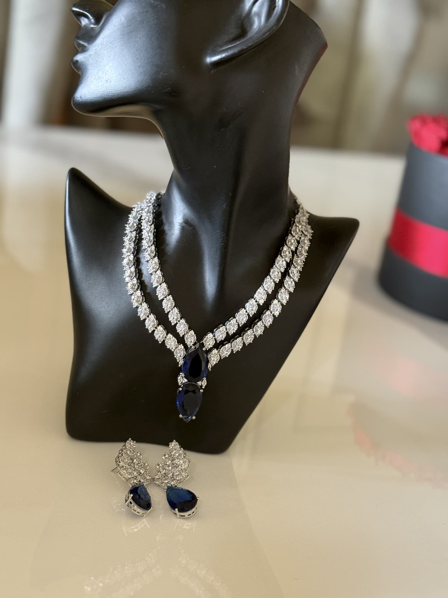 Zircoin and Sapphire Necklace Set