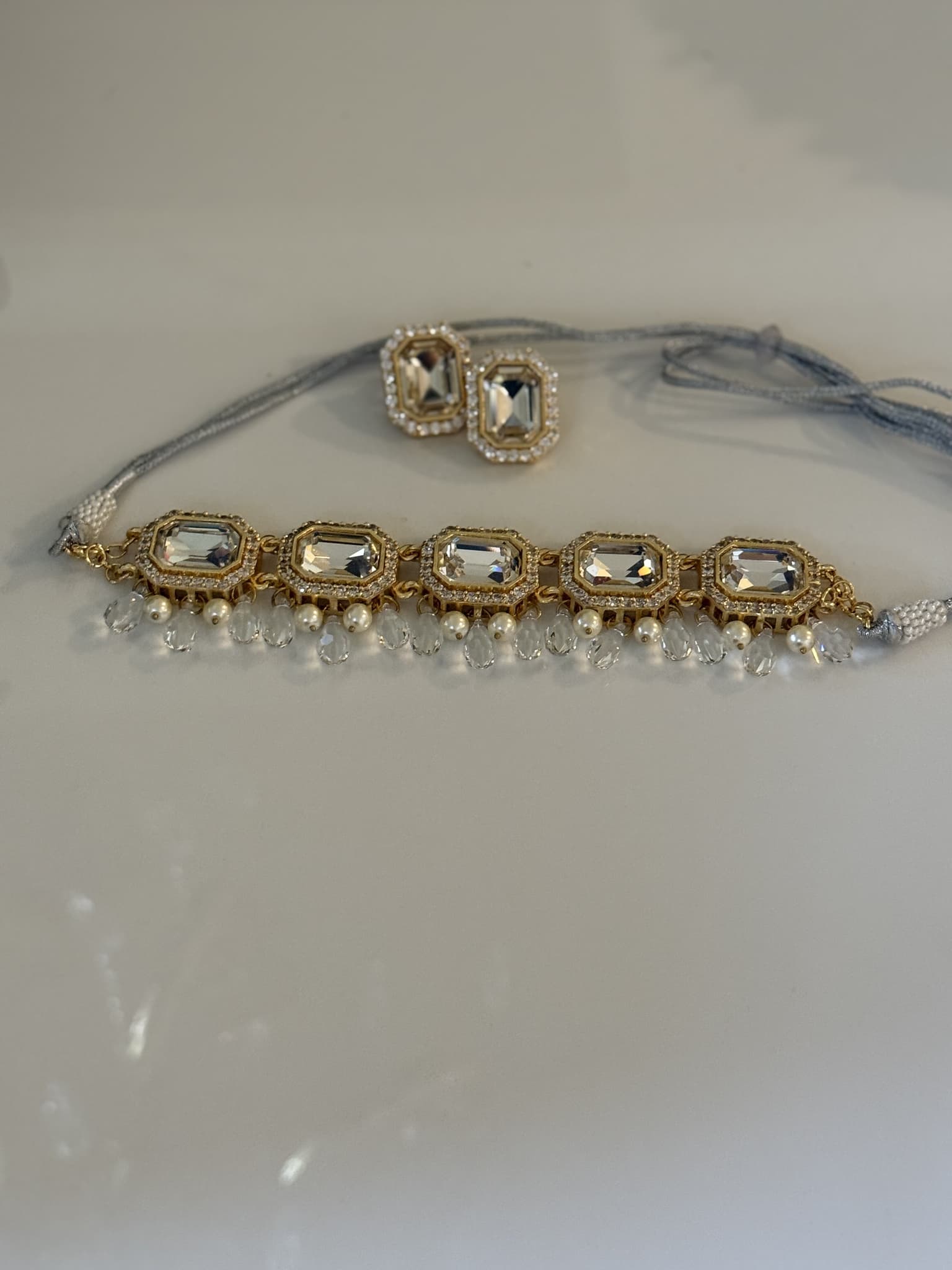 Vintage Crystal Pearl Fringe Set