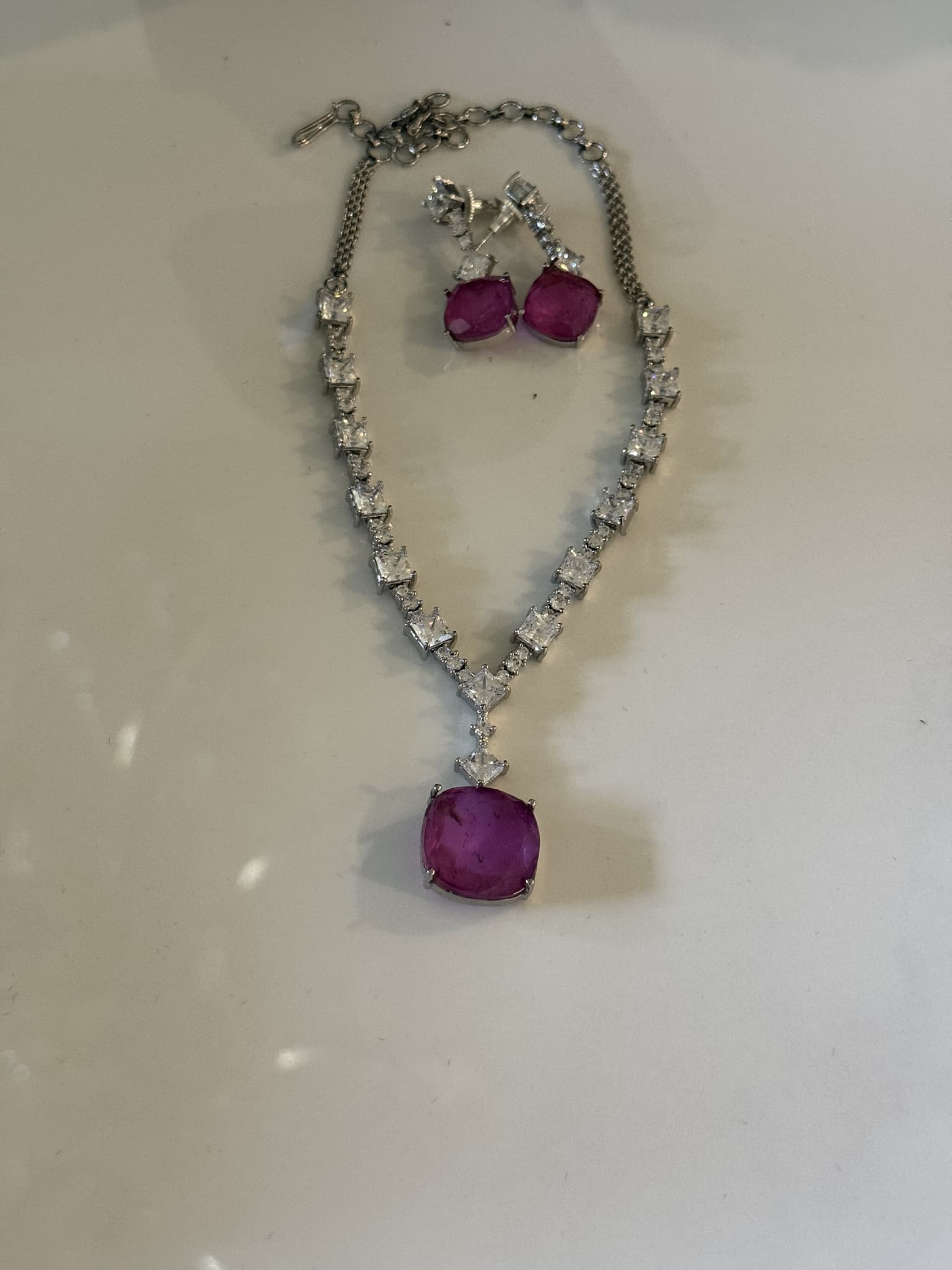 Ruby Solitaire Pendant Set