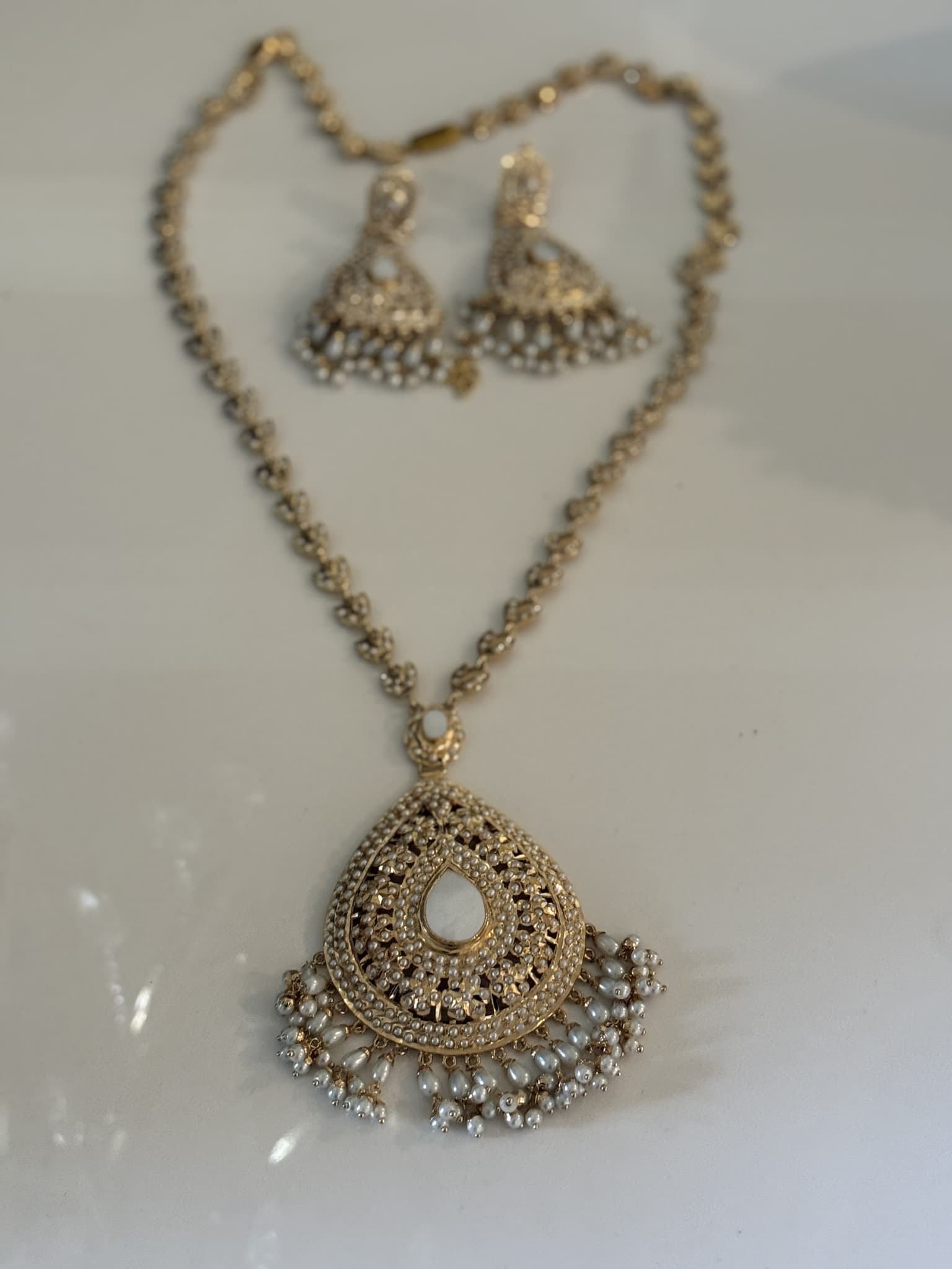 Classic Polki Pearl long mala set