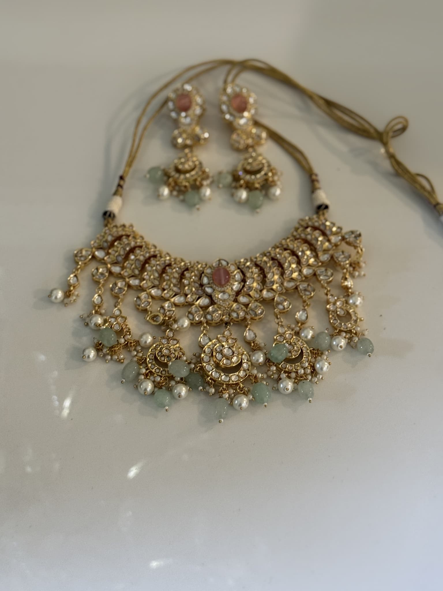 Classic Polki Pearl long mala set