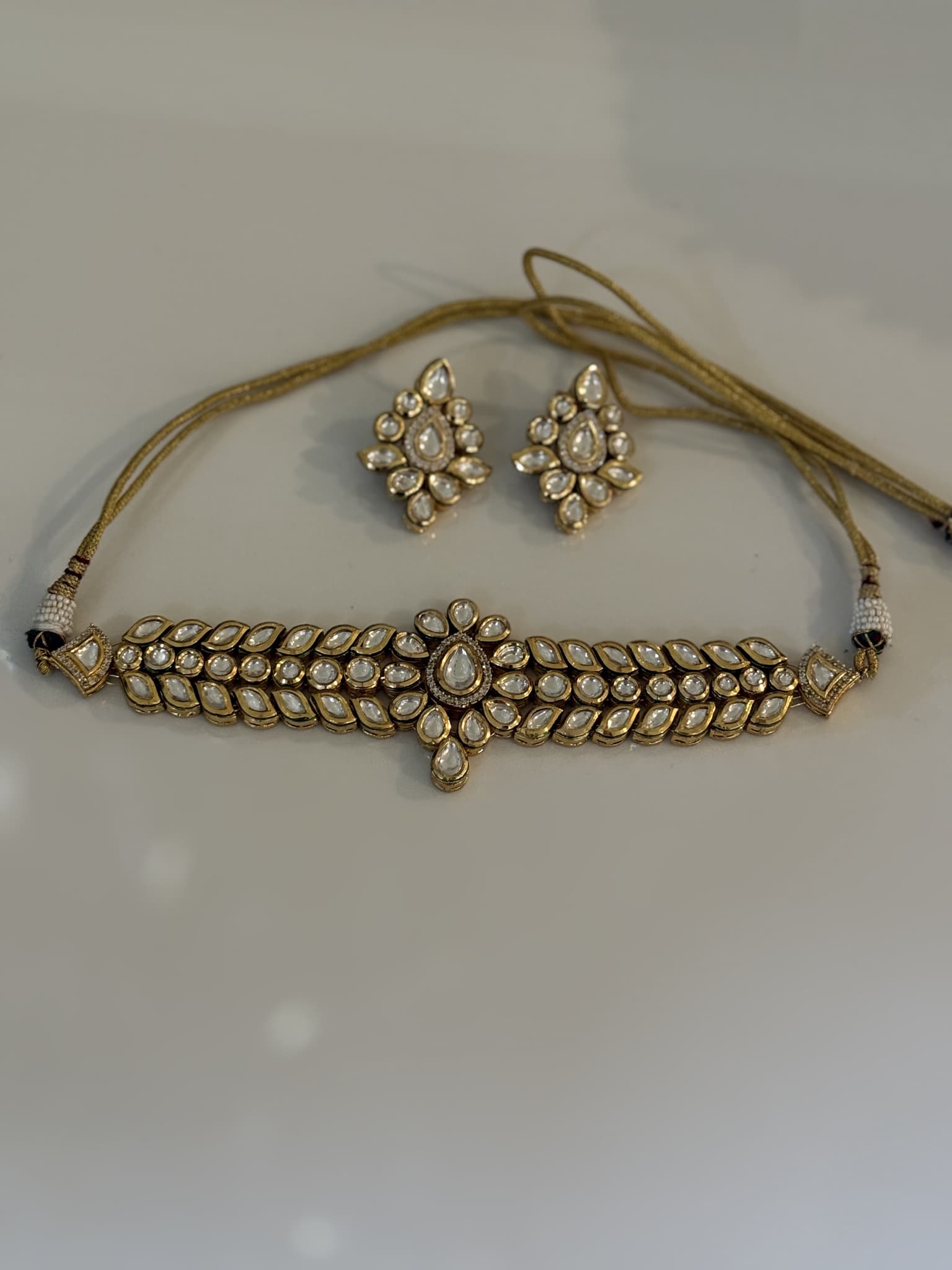 Polki Leaf Choker Set