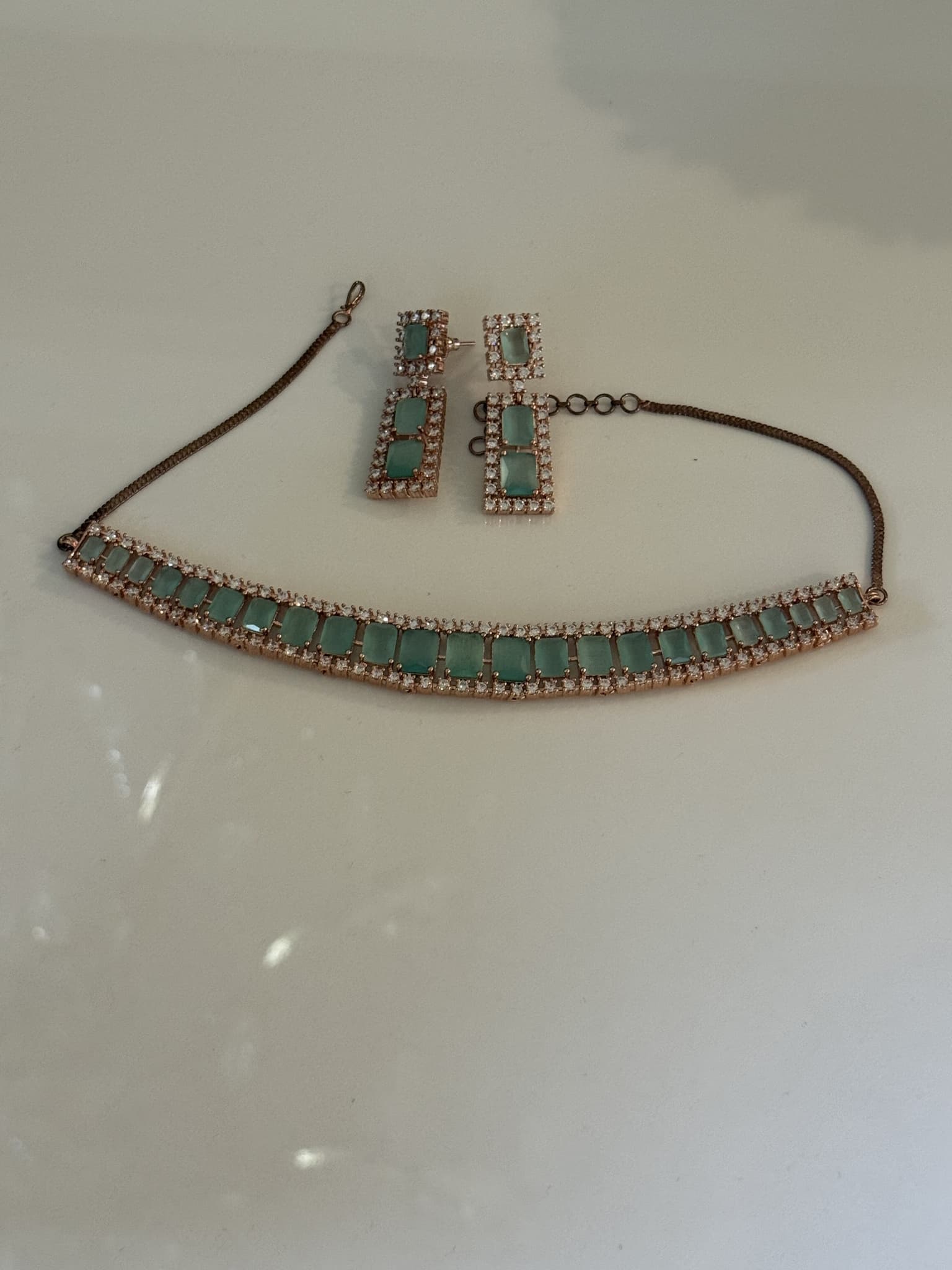 Aqua Gemstone Necklace Set