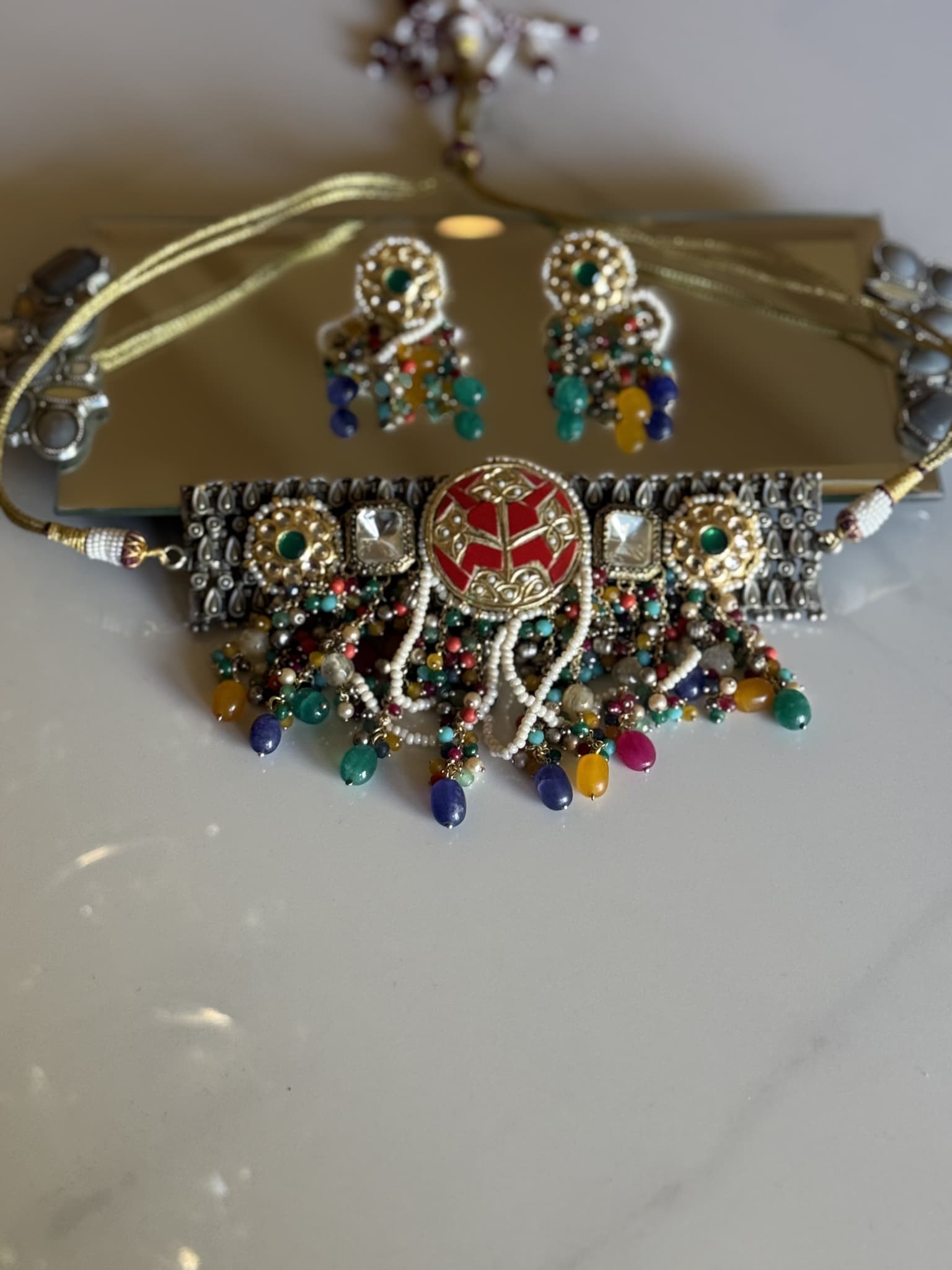Multicolor Navratna Choker Set