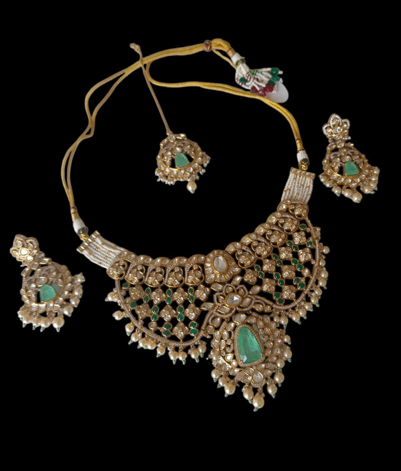 Kundan Emerald Bridal Necklace Set