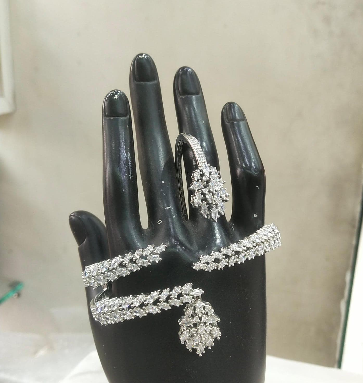 Crystal Vine Leaf Hand Cuff